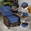 Fauteuil inclinable d'extérieur pivotant en osier, repose-pieds relevable, base pivotante à 360 °, coussins résistants à l'eau, bleu foncé