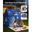 Tente de jeu pour enfants, structure en PVC, avec tapis rembourré, bleu, utilisable à l'intérieur et à l'extérieur, coin lecture/sieste, sac de transport, drapeau, fenêtre aérée et guirlande lumineuse étoilée.