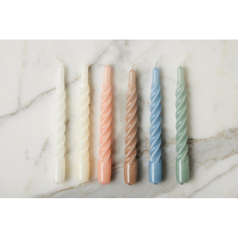 Lacquered Twisted Taper Candles, Sage