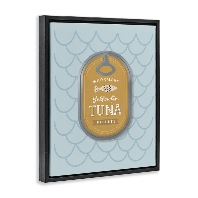 Cadre flottant Nautic Tuna Tin, design par Sandra Picco, Cadre flottant noir de jais, H 21 po x l 17 po