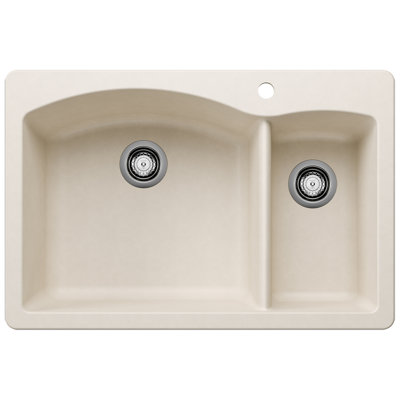 Diamond Silgranit 33" L x 22" W Double Basin Drop-In/Undermount Sink