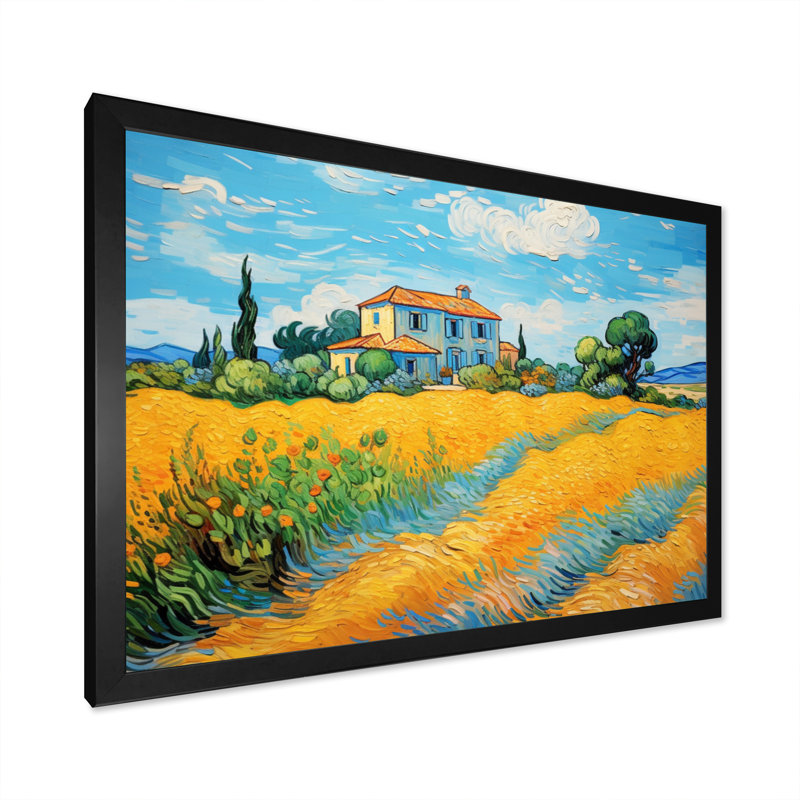 Vangogh, la maison jaune à Arles II, encadrée sur toile par Vincent Van Gogh, peinture, H 24 po x l 32 po x P 1 po