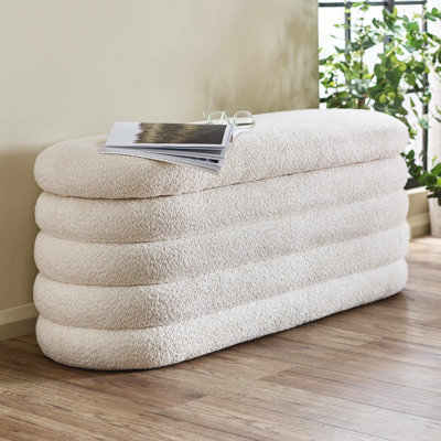 Deaysia 121cm Wide Oval Solid Colour Standard Ottoman with Storage