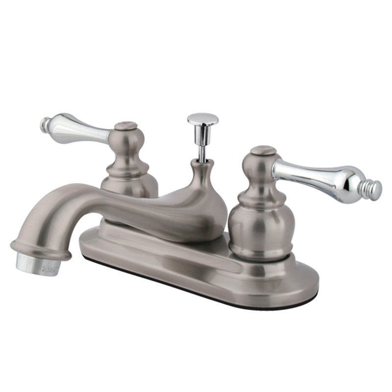 Elizabeth Centerset Bathroom Faucet with Drain Assembly, Brushed Nickel/Polished Chrome