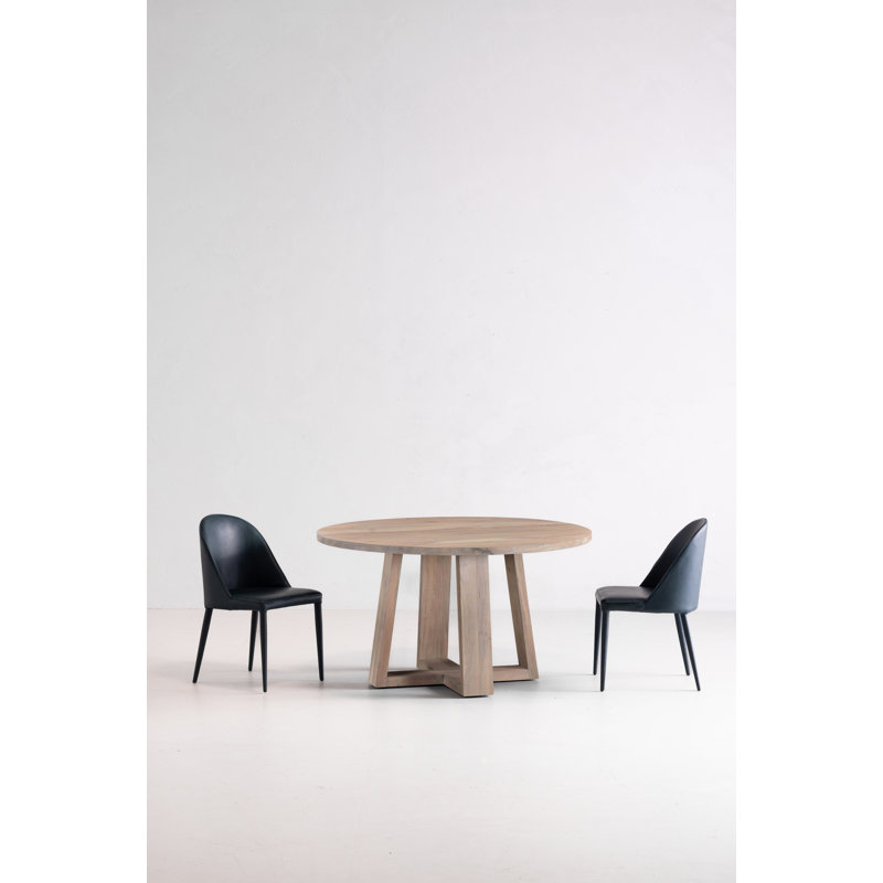 Tanya Round Solid Wood Dining Table, Whitewashed