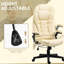 Chaise de bureau de massage à haut dossier avec 6 points de vibration et fauteuil chauffant inclinable en cuir PU avec accoudoirs et télécommande, beige-1331753444