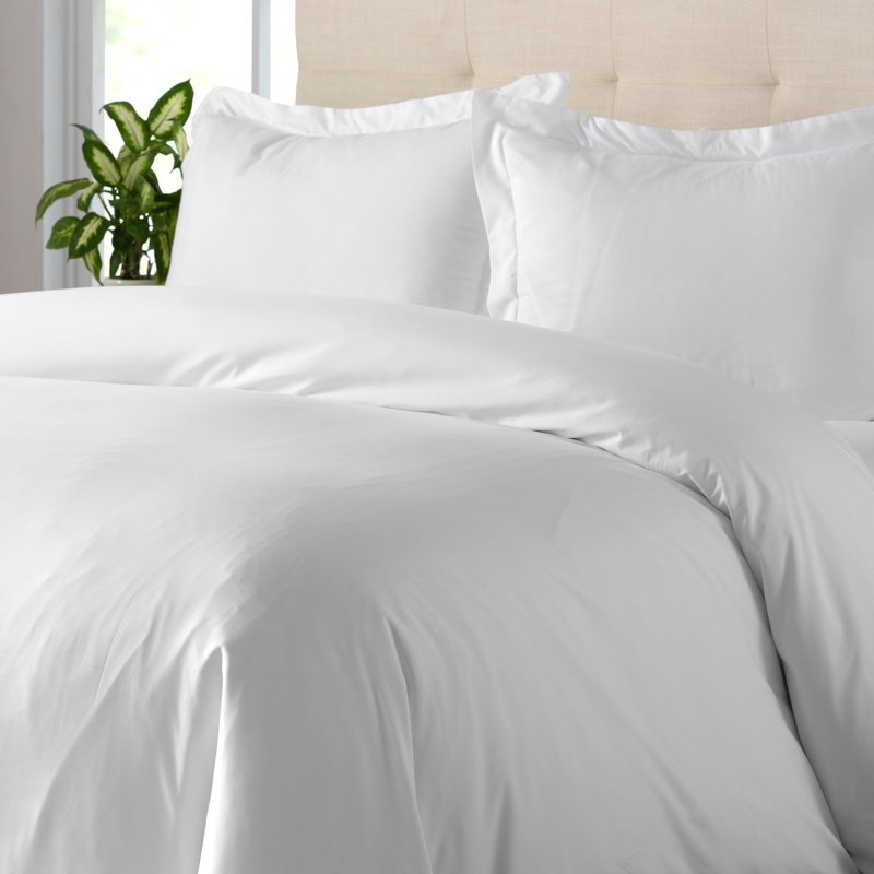 Wayfair Basics® Modern Microfiber Duvet Cover Set, White, Full/Queen Duvet Cover + 2 Full Shams