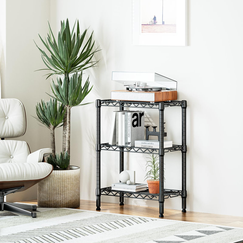 Étagère de rangement en métal à 3 niveaux, 28,6 po x 21,7 po x 11,8 po, Noir mat