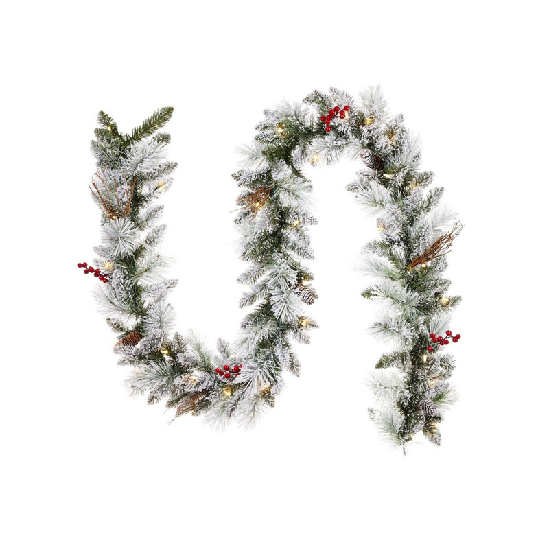 108'' in. Lighted Faux Pinecone Garland