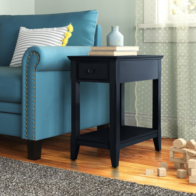 Table de bout rectangulaire en bois avec rangement de style transitionnel Bhairavi