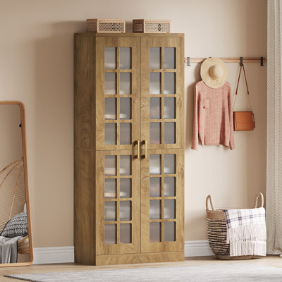 Armoire à chaussures 70,8 po de hauteur avec portes, armoire de rangement à 8 niveaux avec tablettes réglables