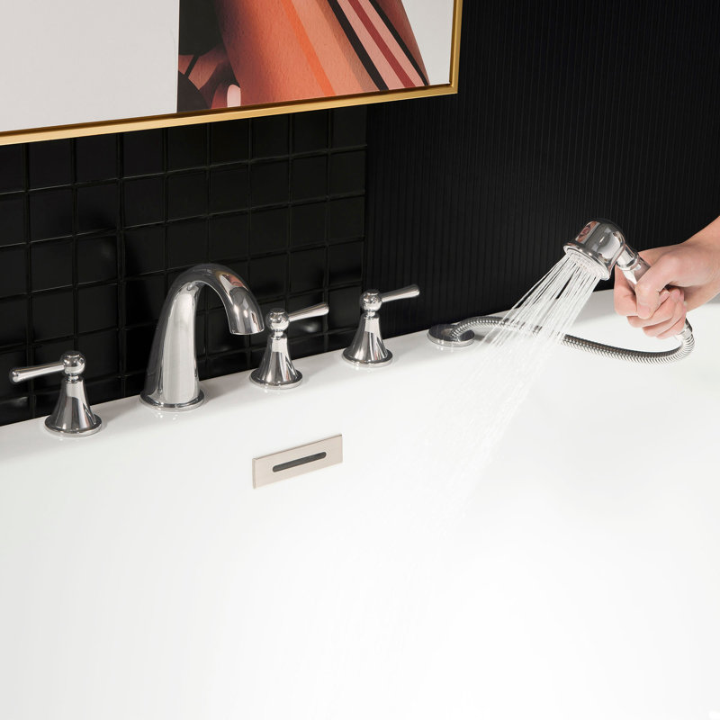 59" x 30" Freestanding Soaking Acrylic Bathtub & Faucet Combo,Installation Required, Brushed Nickel
