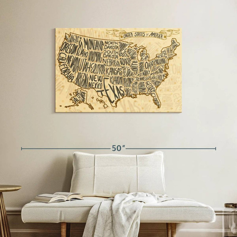 Carte des États-Unis à Aliaz, H 26 po x l 39 po