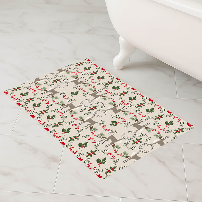 Tapis de bain Botanical Deer, Simple - L 34 po x l 21 po, Ivoire ivoire