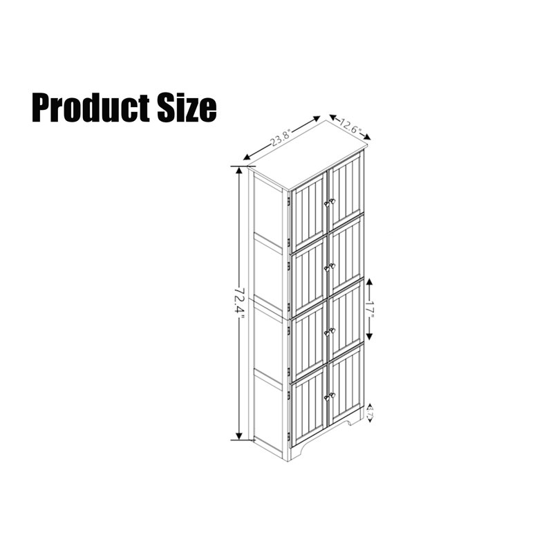 Armoire de rangement de 72,4 po de hauteur, Cerisier