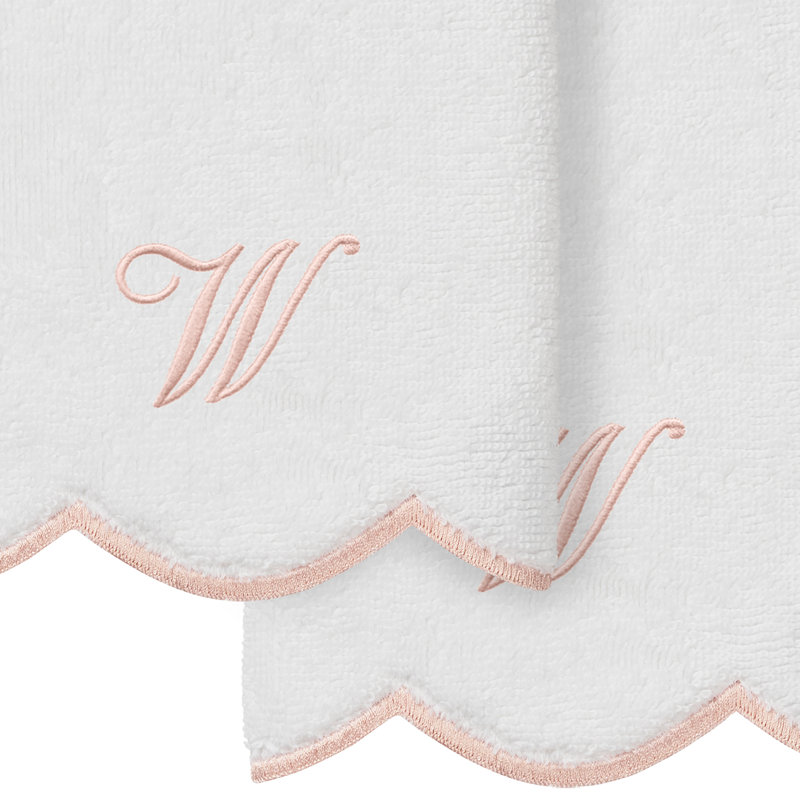 Ensemble de serviettes Linum Home Textiles 100% coton turc ADORNIA, Blanc / Rose, W, Ensemble de 2 serviettes à doigts
