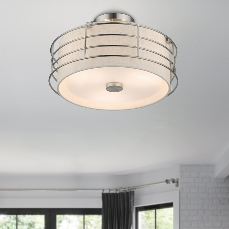 Maricruz Fabric Semi Flush Mount, Brushed Nickel
