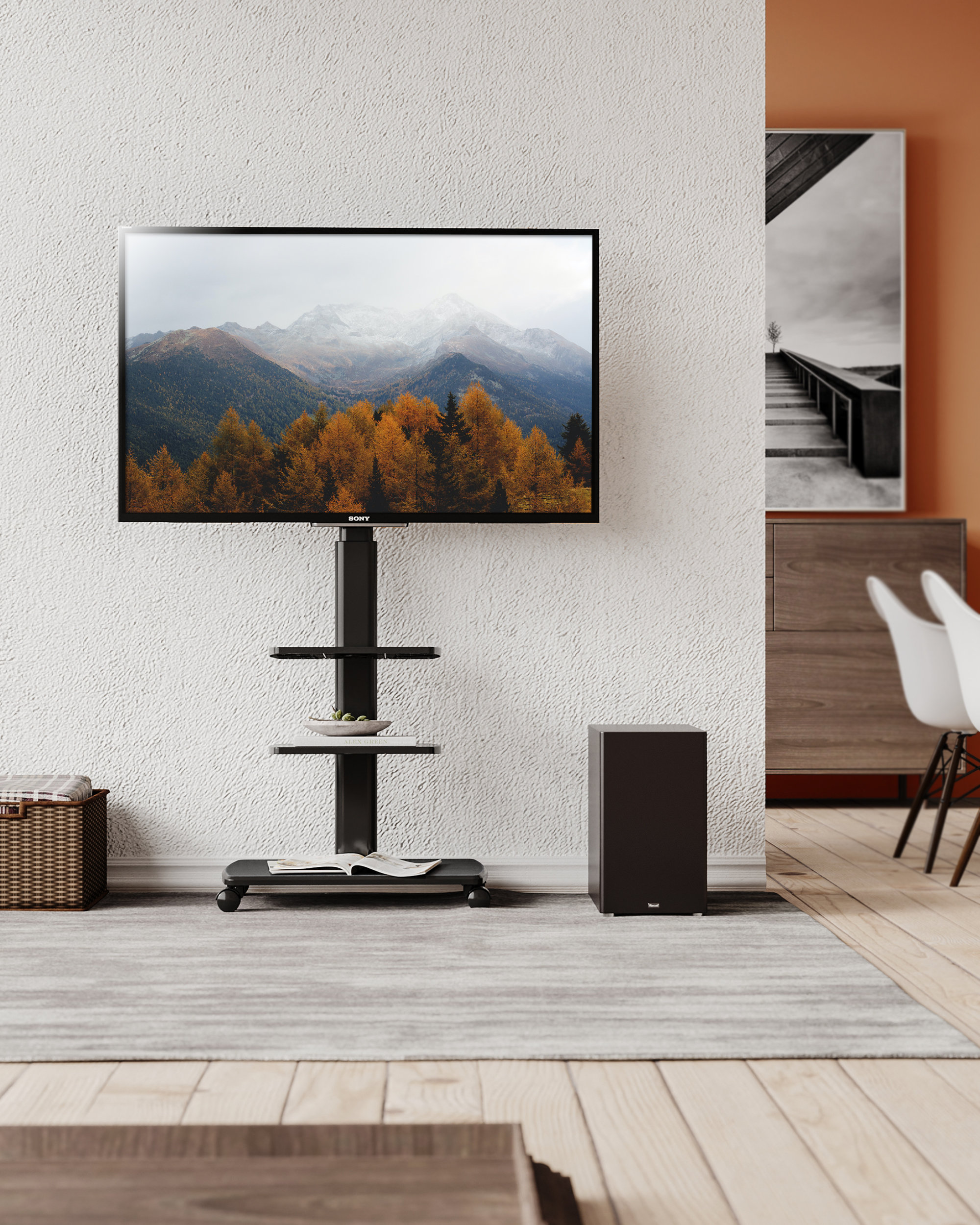 Symple Stuff Abbing E Series TV Stand with Wheels Height