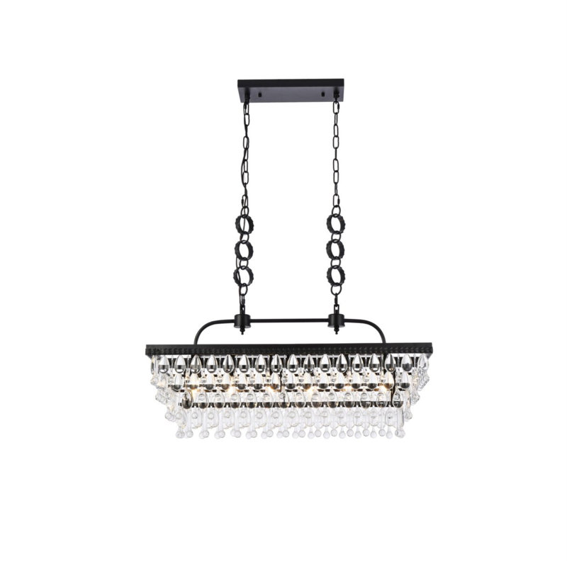 Luminaire suspendu unique à 6 lumières avec accents de cristal Arey, Noir