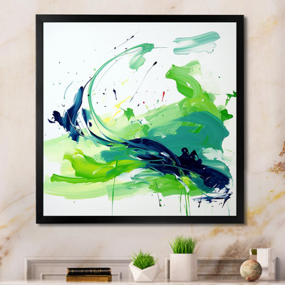 Vert et bleu surréel tourbillon charme III - impression d'art abstrait mural