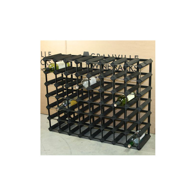 Liddle 56 Bottle Floor Wine Bottle Rack, Black Stained / Black Steel