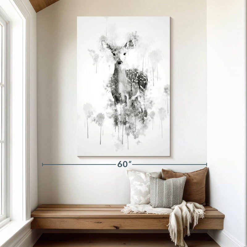 Cerf Brampt noir et blanc, H 51 po x l 34 po