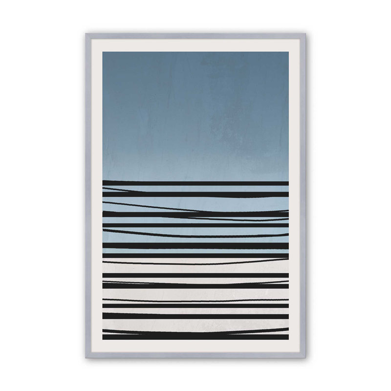 «Twilight Stripes V2» sur papier, H 21,25 po x l 17,25 po, Cadre en chrome poli