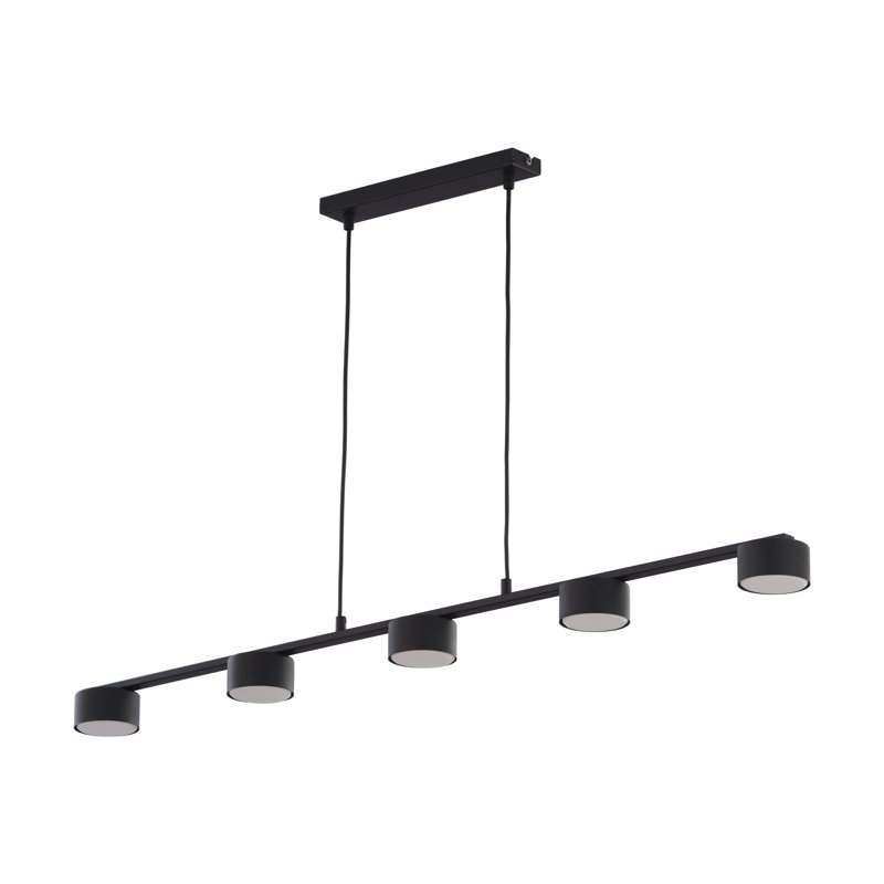 Dallas 5 - Light Stainless Steel Kitchen Island Pendant, Black