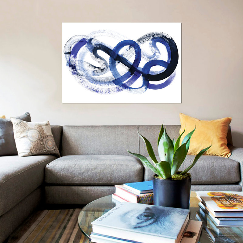 « blue kinesis ii », reproduction sur toile, H 12 po x l 18 po x P 1,5 po, Toile tendue, Pas de tapis