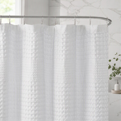Super Waffle Textured Solid Shower Curtain