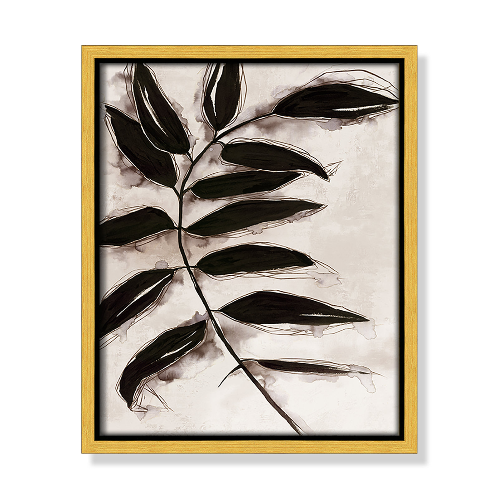 Leaves "Leaves II" Print, 11.5" H x 9.5" W x 2" D, Gold Framed