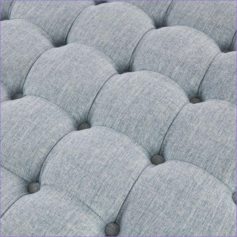 Ottoman 32'' Round Tufted Skirted Cocktail | Upholstered | Dark Grey