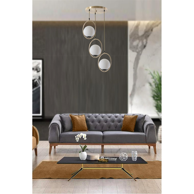 Lustre scandinave élégant, 29,5 po de hauteur x 11,8 po de diamètre | 100% métal avec peinture séchée au four et revêtement en culot, douille E27 de 40 W maximum | Finition blanche et cuivre, parfaite pour les espaces de vie glamour et les salles à manger