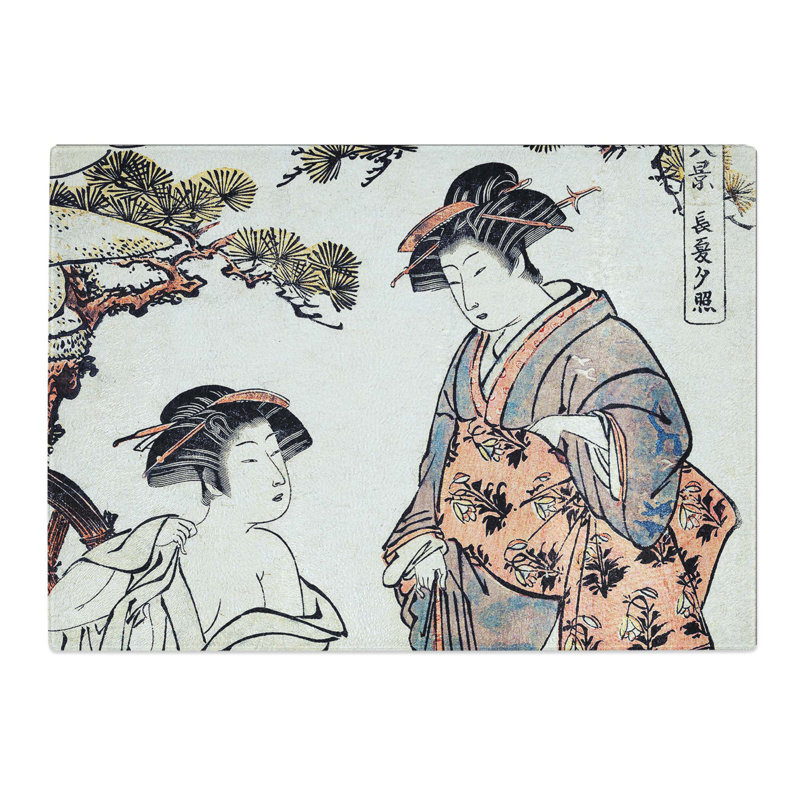 Tempered Glass Dressing a Lady by Torii Kiyonaga Chopping Board, 39 cm x 28.5 cm