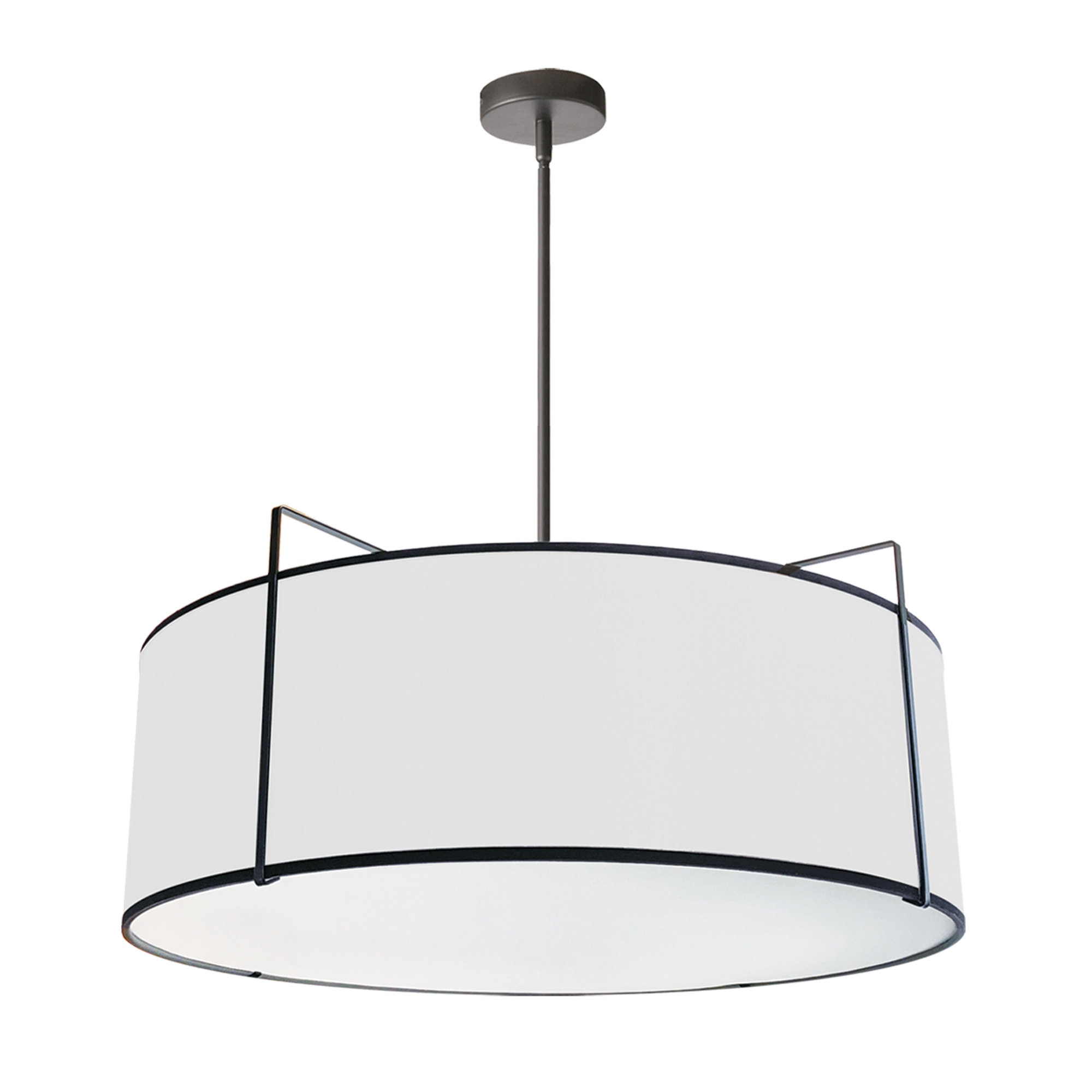 Trapezoid 4 Light Shaded Drum Chandelier, White/Black, Black