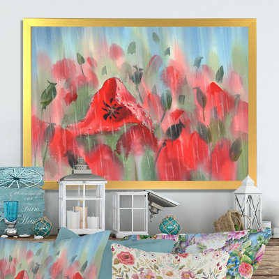 " Red Poppies In The Rain " Color Photography Print