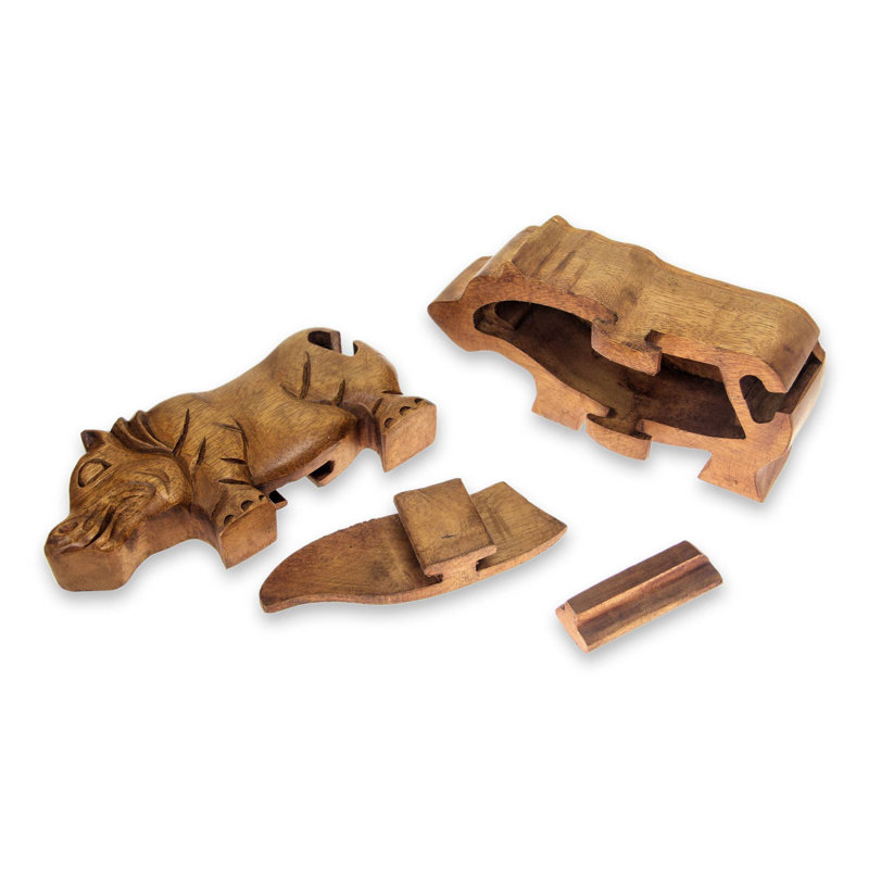 Bungalow rose hippopotame et boîte à casse-tête en bois