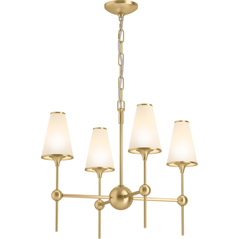 Parohn Four-Light Chandelier, Brushed Modern Brass