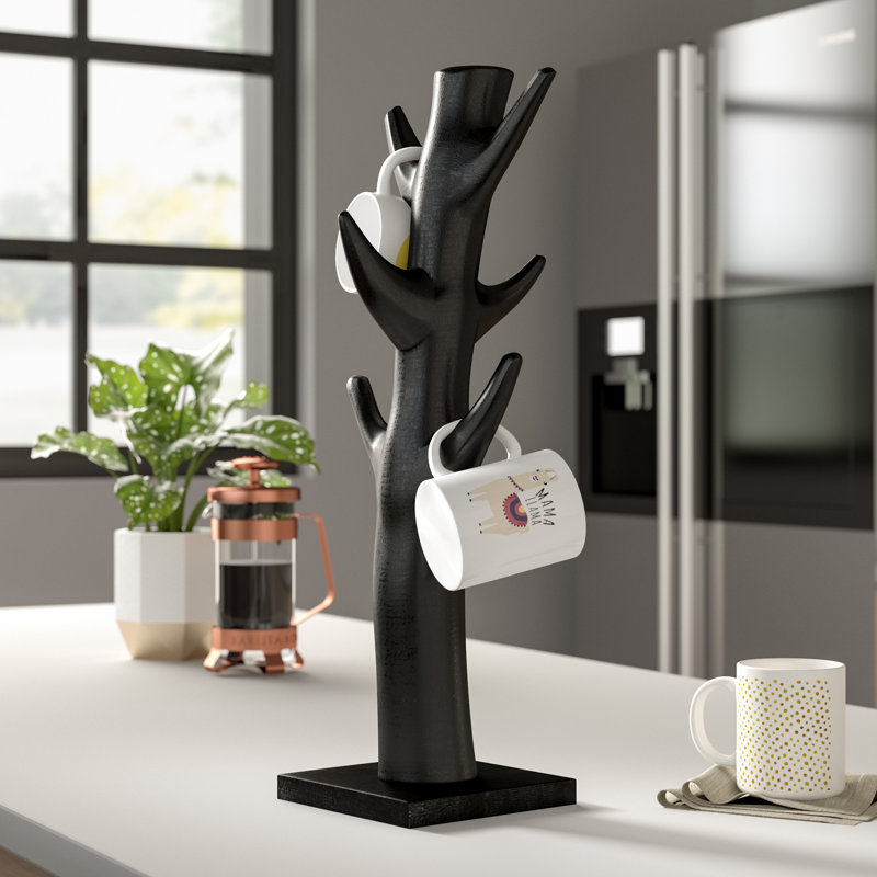 Katlyn Wood Mug Tree, Black