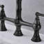 Bridge Dual Handles Kitchen Faucet In Matte Black With Pull-Out Side Spray, 360 Degree Rotatable High Spreading, Rust, Corrosion , Leak Proof, Brass Created Discharge Pipe, Made