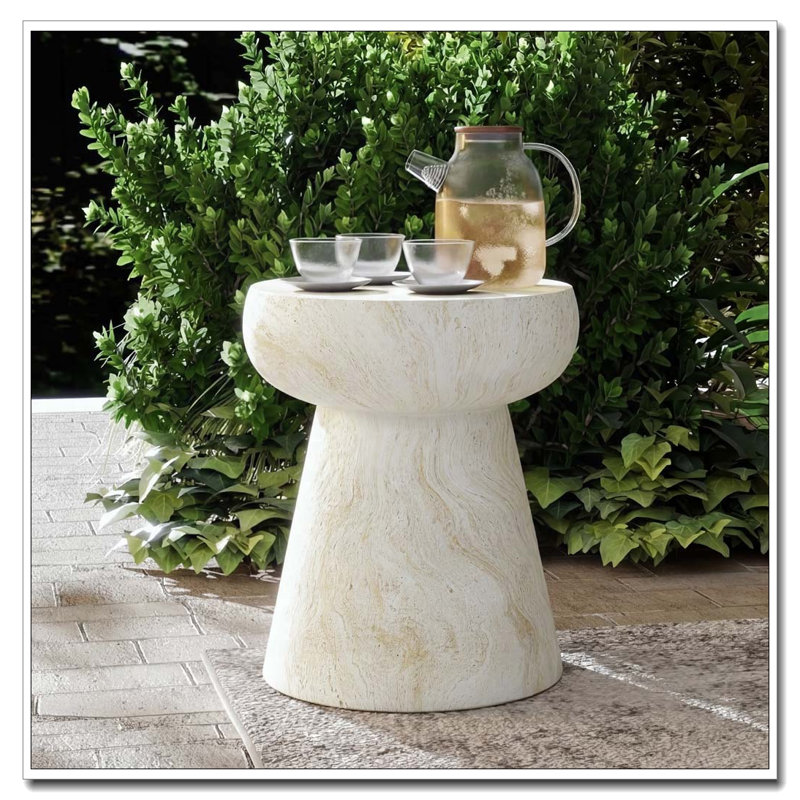 Table d'extérieur en béton pour l'extérieur, Beige, jaune en forme de champignon