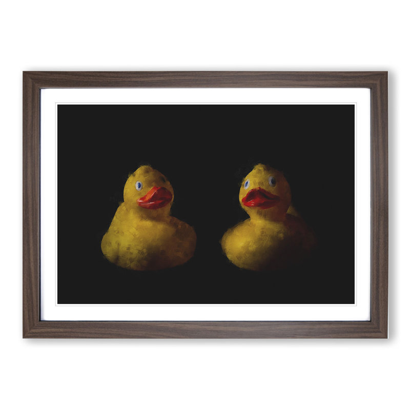 Yellow Rubber Ducks - Picture Frame Graphic Art, 27cm H x 36cm W x 2cm D, Walnut Framed