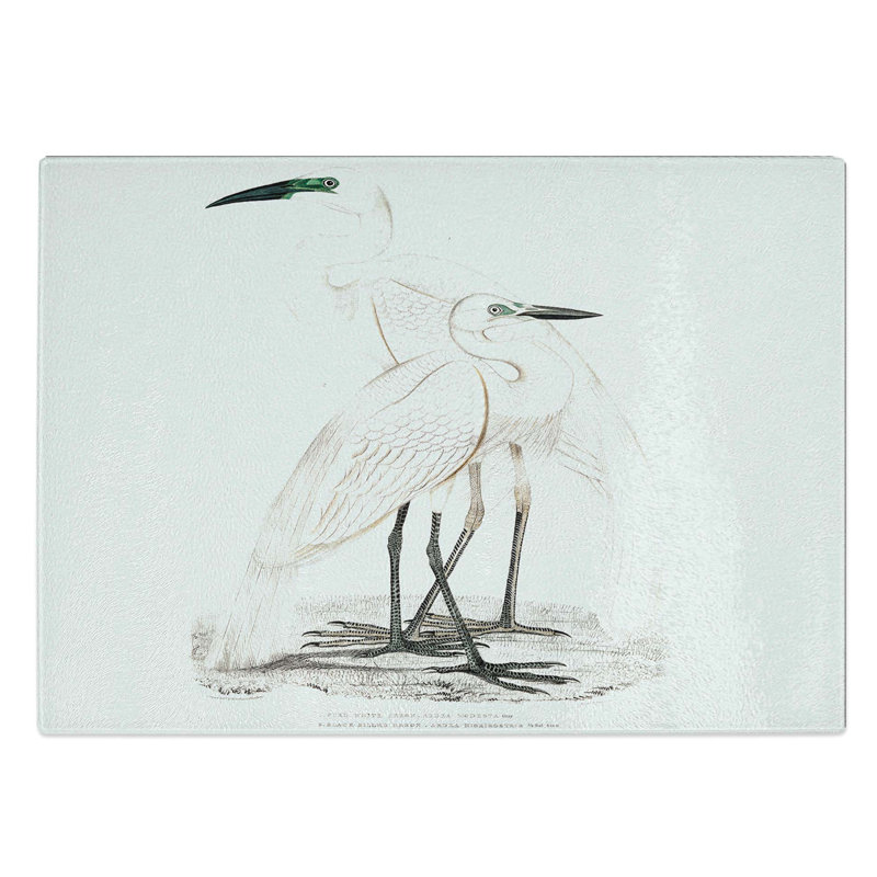 Glass Illustration of White Herons by John Edward Gray Chopping Board, 28.5 cm W x 20 cm L
