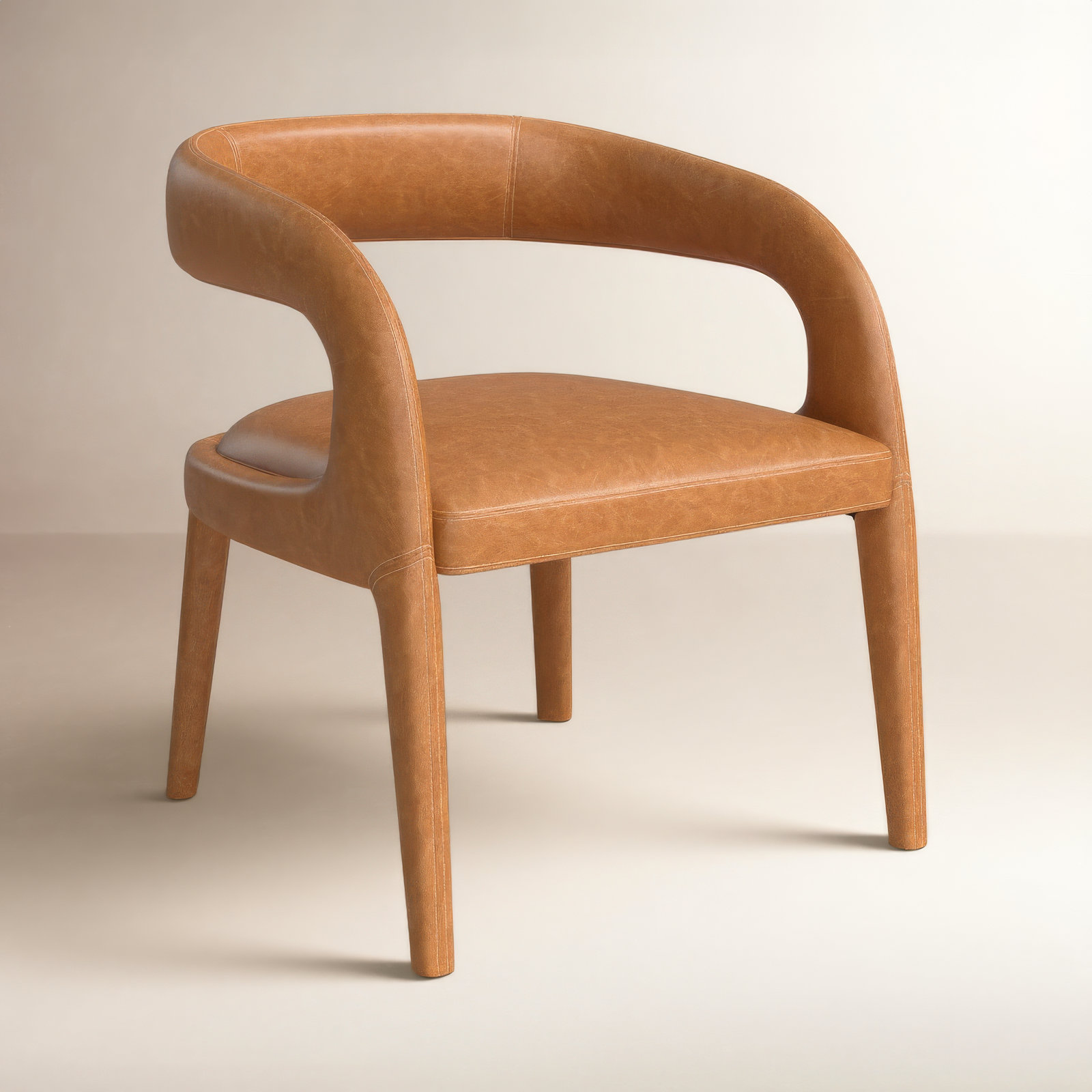Piero Armchair, Brown Genuine Leather