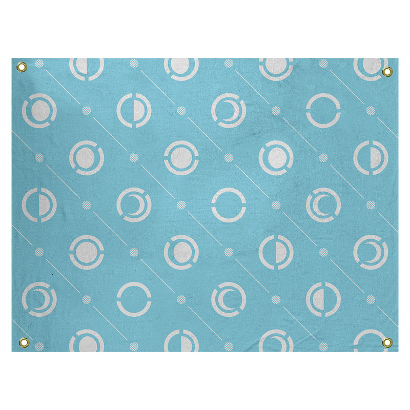 Tapisserie, H 26 po x l 36 po, Bleu sarcelle / blanc