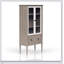 Round Expandable Dining Table Set with 4 Ladderback Chairs, Glass Door Server, and Display Case for Versatile Home Use