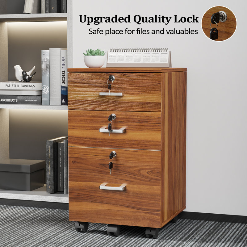 Marfriede 15.75'' Wide 3 -Drawer Mobile File Cabinet, Walnut