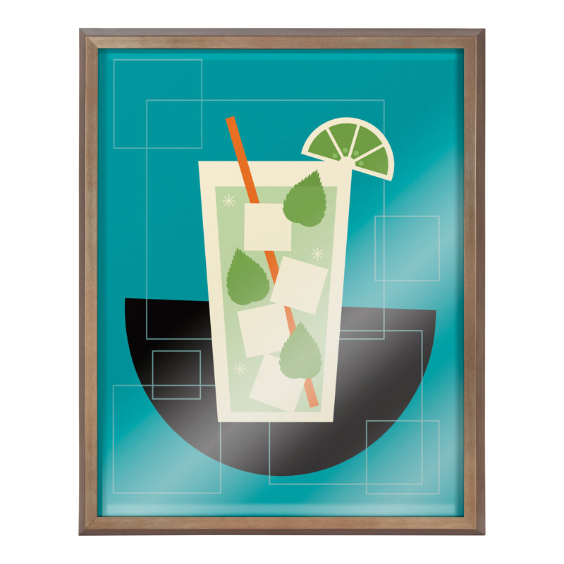 Art mural encadré Mojito par Amber, Green/Black Framed Glass