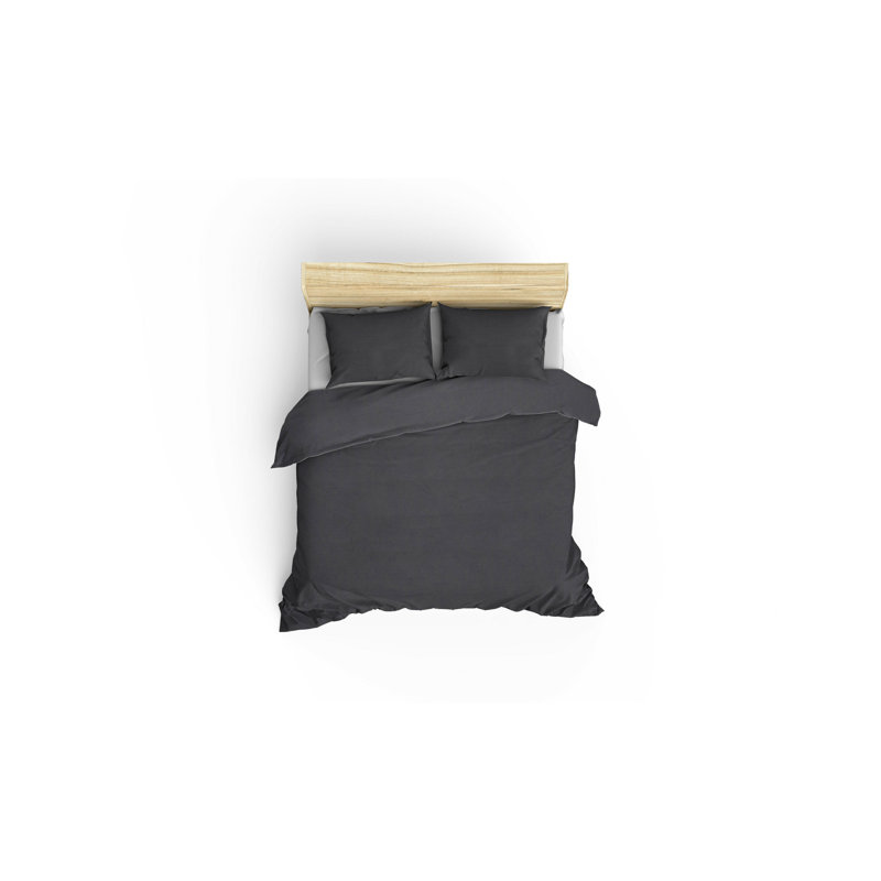 Ensemble de housse de couette 2 pièces Emme-Leigh, 87" x 87" Duvet Cover + 1 Pillowcase, Anthracite