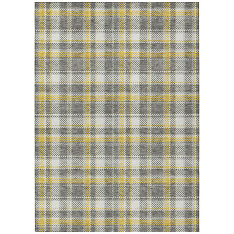 Washable Plaid Indoor / Outdoor Rug, Rectangle 2'6" x 3'10"